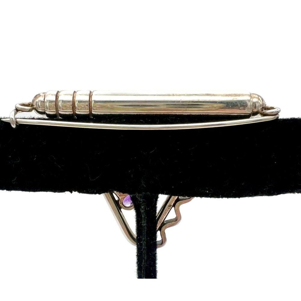 Joan Z. Horn Sterling Silver Brooch Pin Faceted Amethyst Geometric Modernist 925 - Picture 7 of 7